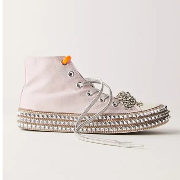 NEW Nan-Ku Couture Free People Cruise Studded Mellow Mauve Pink High Top Sneaker - Picture 2 of 11